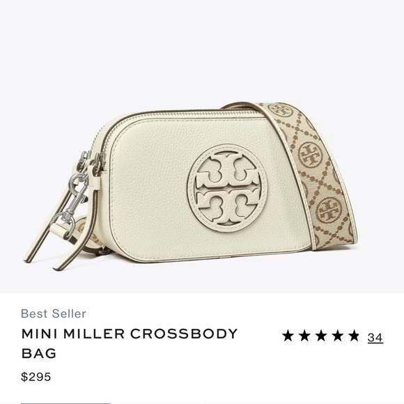 Tory Burch Cream Crossbody Bag with Tan Strap - Picture 9 of 9